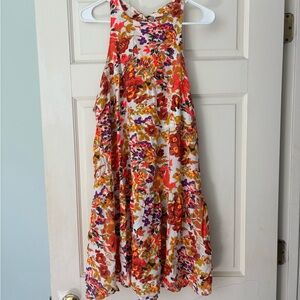 NATURAL LIFE Vibrant Floral Dress - Red, Orange, and Pink. XL